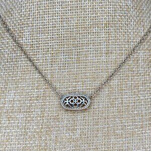 Kendra Scott Gold/Silver Oval Pendant Necklace With Intricate Cutout Design